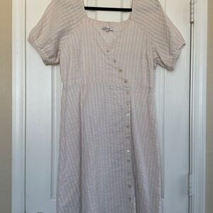 Madewell Cream Striped Midi Dress